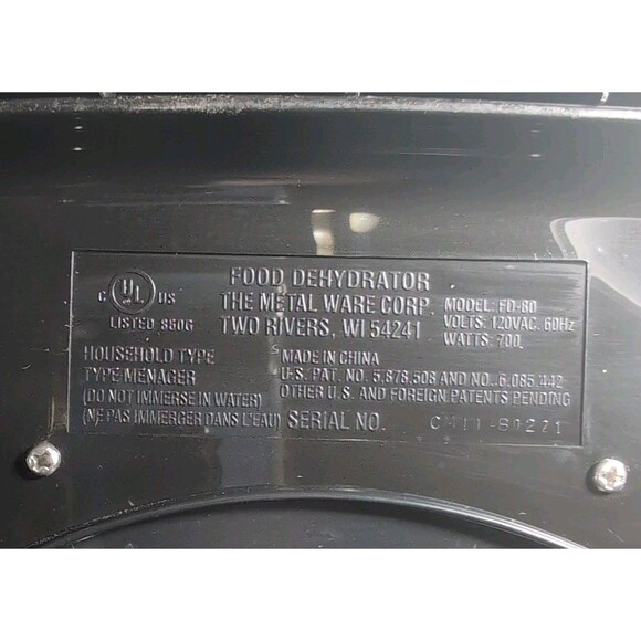 Nesco American Harvest Square 700-Watt 5-Tray Food Dehydrator (Model FD-80) - Picture 6 of 6